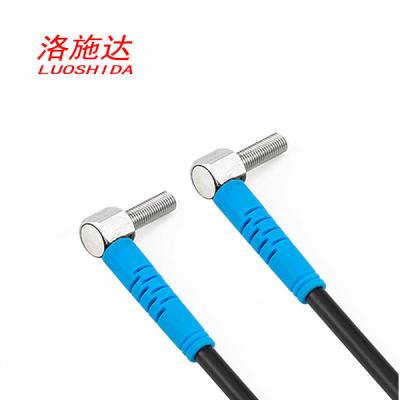 China DC 3 Wire M4 Laser Proximity Sensor Switch Small Size Elbow 90 Degree Bend Through Beam for sale