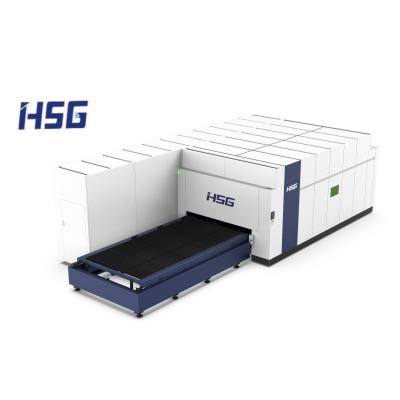 China HS-GTE 8W-12KW Automated Loading Medium to High Power Sheet and Tube Laser Cutting Machine Laser Iron Cutting Machine for sale