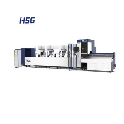 China Laser CUTTING Professional HSG 4000w Metal Fiber Laser Tube Bevel Cutting Machine for sale