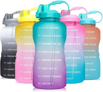 China 64 Ounce Sustainable Water Bottle with Time Marker and Motivational Straw - Leakproof BPA Free Reusable Flip Top Water Bottle for Sports for sale