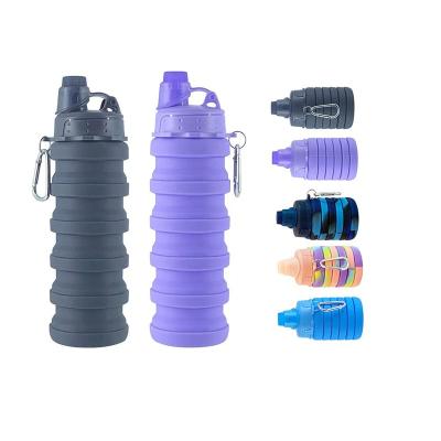 China Reusable Plastic Collapsible Collapsible Water Bottle BPA Free Silicone Sports Water Bottle Collapsible Water Bottles For Travel for sale