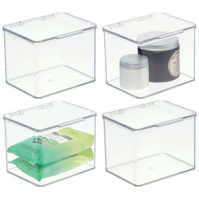 China Viable Plastic Organizer Bathroom Storage Boxes With Hinge Lid For Large Plastic Cabinet Bin Storage Bins Plastic Stackable for sale