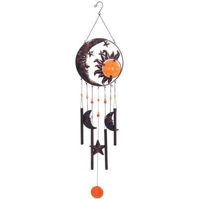 China Metal Glass Eco-friendly Wind Chime With Tubes Hanging Moon Wind Chime Outdoor Decoration for sale