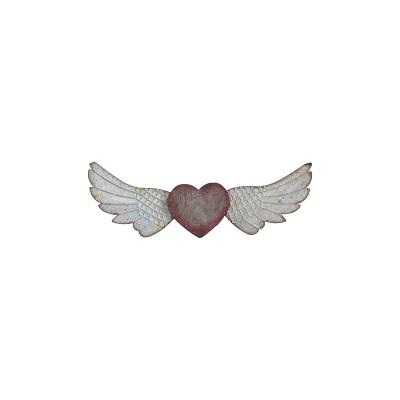 China Eco-Friendly Red Heart With Wings Wall Decor Art Wall Art Wings Metal Wall Art Wings Silver for sale