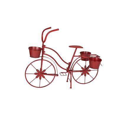 China Eco-friendly creative flower stand bicycle metal outdoor planters pot flower container stand garden decoration for sale