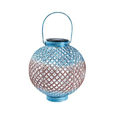 China Candlelight Low Price Romantic Metal Hanging Lantern With Solar Powered LED Lights Decor Lantern Outdoor Home Decoration for sale