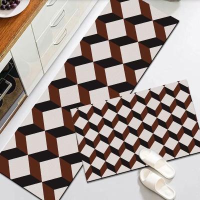 China Kitchen Room Mats And Rugs Geometric Patterns Washable Custom Waterproof Non Slip Rug for sale