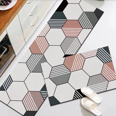 China Modern Washable Kitchen Waterproof PVC Area Rug Custom Design Geometric Patterns Modern Design Rug for sale