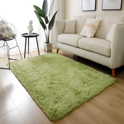 China Custom Color Green Thick Soft Plush Carpet Washable And Polyester Shaggy Plush Carpet Rug Living Room Blankets Green Large for sale