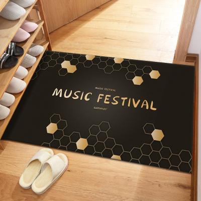 China Minimalist custom logo absorb water and waterproof 3d design shaggy carpet embroidered door mat welcome door mat for sale