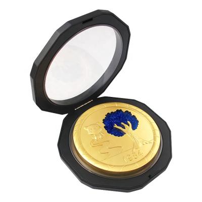 China Wholesale 2021 New Europe Fashion Metal Engraved Empty Gold Coin Cheap High Quality Custom Made With Plastic Box for sale