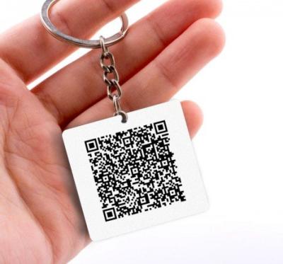 China Promotion Custom Metal QR Code Steel Key Chain With QR Code for sale