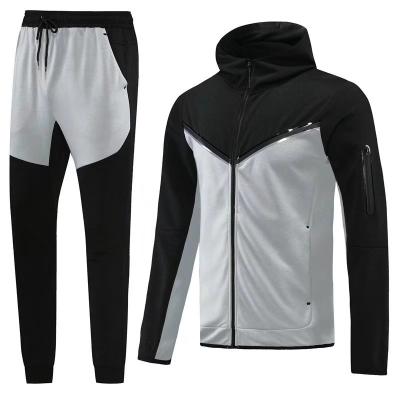 China Wholesale Comfortable Breathable Quick Dry Soccer Uniform Football Wear Gray Black Mens Jackets Tracksuit Set for sale