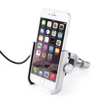 China Motorcycle Phone Holder Phone Mount 5V 2A USB Port Metal Aluminum Alloy Handlebar Holder 360° Adjustable fit 4-6.8 inch for sale