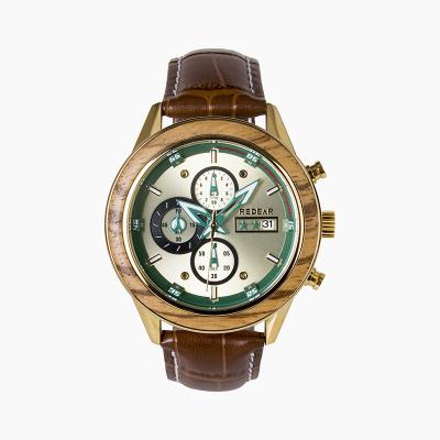 China Wholesale Designer Top Luxury Brand New Arrival Private Label Watch Chronograph Day/Date Watch With Zebra Wood Bezel for sale