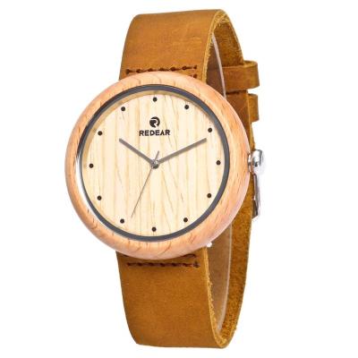 China Not Specified Fashion Mens Handmade Wooden Watches Made Of Beech Wood And Leather Band for sale