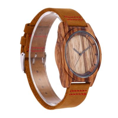 China Wholesale Zebra Crazy Horse Fashion Watch China Factory Wood Leather Strap Watch for sale