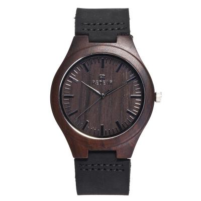 China 2035 Miyota Genuine Leather Bamboo Wood Watches Day/Date Japanese Movement Wristwatches For Men And Women for sale