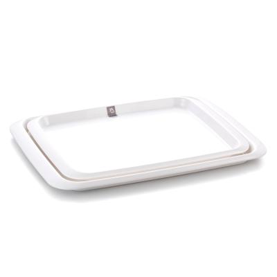 China Hot Selling Hotel Restaurant Home Viable White Rectangle Melamine Plastic Tray Hotel Tray for sale