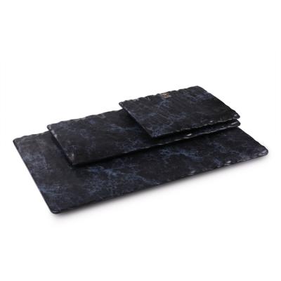 China Stocked In Stock Reusable Dark Blue Melamine Restaurant Natural Stone Dinnerware for sale