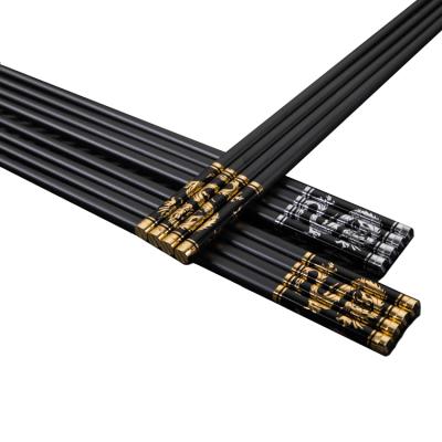 China Factory Stored Wholesale Reusable Black Home Restaurant Gift Fiberglass Chopsticks for sale