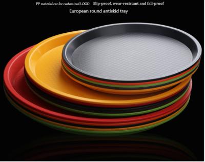 China Eco-Friendly Manufacturer Supplier Custom Black Small Plastic Round Serving Tray With Handles for sale