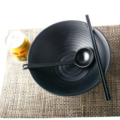 China Amazon Modern Hit Japanese Black Melamine Ramen Bowl Set with Chopsticks and Ladle Spoons for sale