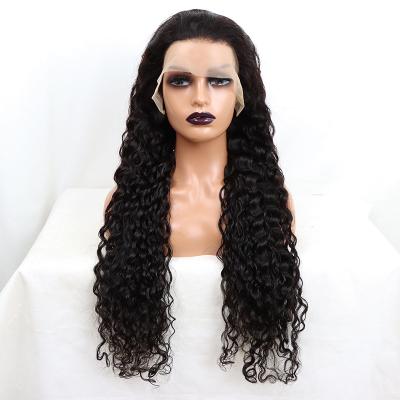 China BEHAIR Virgin Human Hair Raw Unprocessed Brazilian Deep Wave Deep Wave Transparent Swiss Curly 13x4 Lace Wig 13x4 Lace Frontal Wig for sale