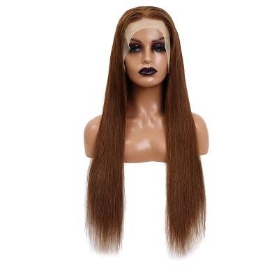 China BEHAIR Straight Colored Ombre Brown Brazilian Virgin Hair Glueless Hair Wigs 13x4 Lace Band Transparent Wigs For Black Women for sale