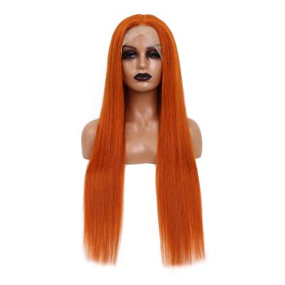 China BEHAIR Grader 12A Bone Color Human Hair Orange Straight Transparent Lace Front Wigs Good Quality 13x4 Brazilian Straight Front Wigs for sale