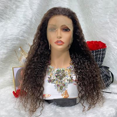 China Body Wave Hot Selling Curly Hair 360 Lace Wigs Water Deep Wave Pre Plucked HD Transparent Lace Frontal Wigs For Black Woman for sale