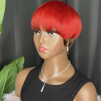 China Brazilian Virgin Remy Cuticle Aligned Human Hair French Lace Multi Colors Raw Pixie Cut Short Wigs With Fringe Wigs For Black Women for sale