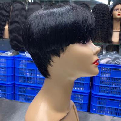 China Other New Arrival Cheap Hair None Lace Virgin Remy Brazilian Fully Machine Made Peruvian Short Afro Bangs Wigs For Black Women for sale