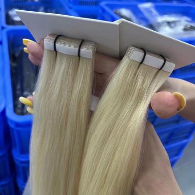 China Straight Raw Peruvian Hair Vendors Mink Virgin Brazilian Wholesale Tape Cuticle Aligned Malaysian Hair 613 Tape Ins Blonde Extensions for sale