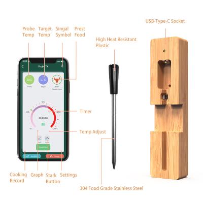 China APP Wireless Linkage Digital BT Probe Meat Thermometer for sale