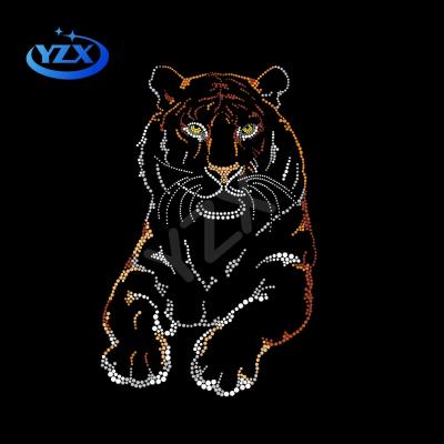 China Nickel Free Custom Iron On Design Rhinestone Tiger Hotfix Rhinestone Rhinestone Pattern Transfer Logo For T Shirts And Hoodies for sale