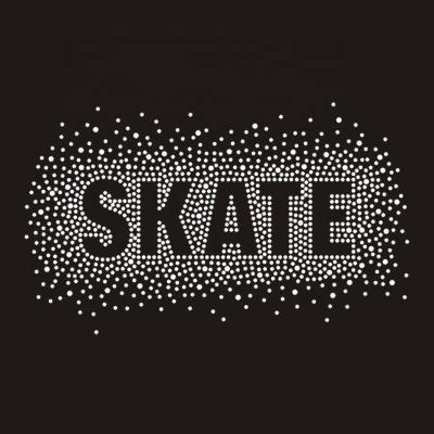 China Custom bling crystal letter skate rhinestone nickel free iron on transfer hotfix for hoodies and t-shirts for sale