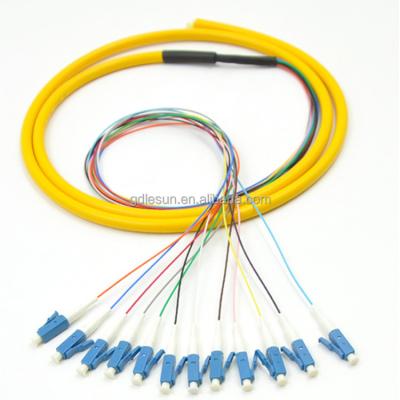 China FTTH FTTB FTTX Network Fiber Pigtail G652D APC 1M Fc Apc 12 Cores Single Mode Ribbon Fiber Optic Pigtail for sale