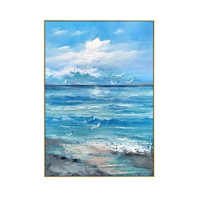 China Modern New Arrive Beautiful Seascape Painting Handmade Vertical Home Decor for sale