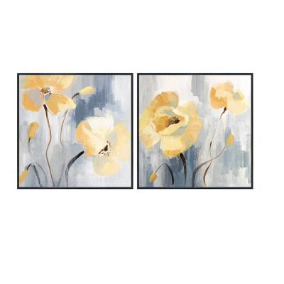 China Yellow Newest Modern Wholesale Wall Art Decoration Drawing Handmade Flower Paintings Canvas Oil Painting Pictures for sale