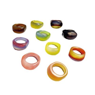 China Y2K unique color resin style pinterest acrylic clay chunky rings hot sale fashionable retro chunky chunky ring for sale