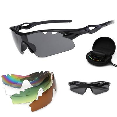 China Sports Sunglasses Outdoor Sports Eyewear Cycling Polarized Polarized Bike Sunglasses Windproof Goggle Glass With 4 Lens Set for sale