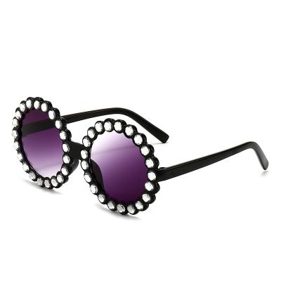 China Hot film street shooting color diamond sunflower sunglasses fashion push sunglasses colors shine color girl's glasses for sale