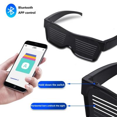 China BLUETOOTH SUNGLASSES Event Party Supplies APP Control LED Customized Smart Blue Tooth USB Rechargeable Light Up Glasses For Party for sale