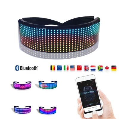 China BLUETOOTH SUNGLASSES LED display glasses with APP control for LED theme party birthday party supplies blue tooth led glasses for sale