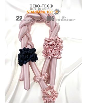 China Eco-friendly Silk Heatless Hair Ribbon Hair Scrunchies Curling Heatless Ribbon Curls Heatless Silk Hair Roller for sale