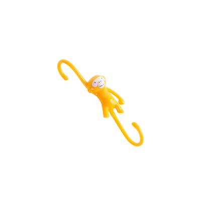 China Cute Viable Kitchen Free Standing S-shaped Bathroom Cabinet Punch Hook Monkey Cartoon Plastic S-Shaped Hook for sale