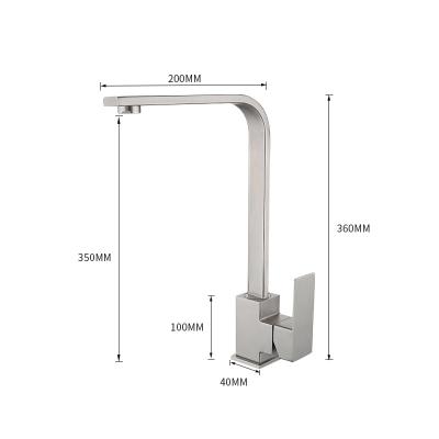 China Square Hot And Cold Mixer Tap 304 Stainless Steel Sink Mixer Tap Brushed Nickel Tapware Kitchen Faucet for sale