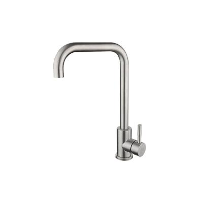 China Mixer Tap Handle Kitchen Basin Faucet 304 Stainless Steel Single Brushed Kitchen Sink Faucet Mixer Hot And Cold for sale