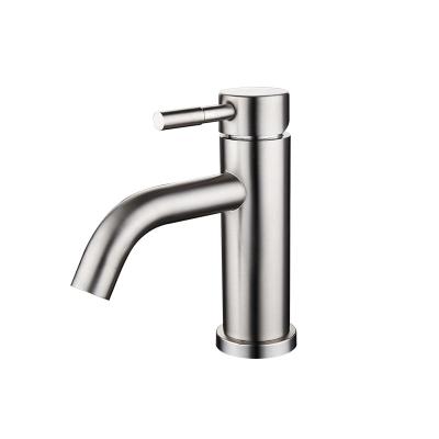 China Single Hole Bathroom SUS304 Stainless Steel Cold And Hot Water Cold And Hot Deck Mounted Basin Faucet for sale